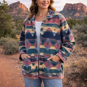 Vintage 90s Southwestern Aztec Print Jacket Boxy Fit‎ Women’s Large